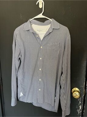 Officine Generale Navy Gingham Button-Down Shirt
